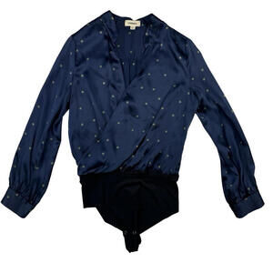 L'Agence Silk Marcella Bodysuit Star Blue Size XS